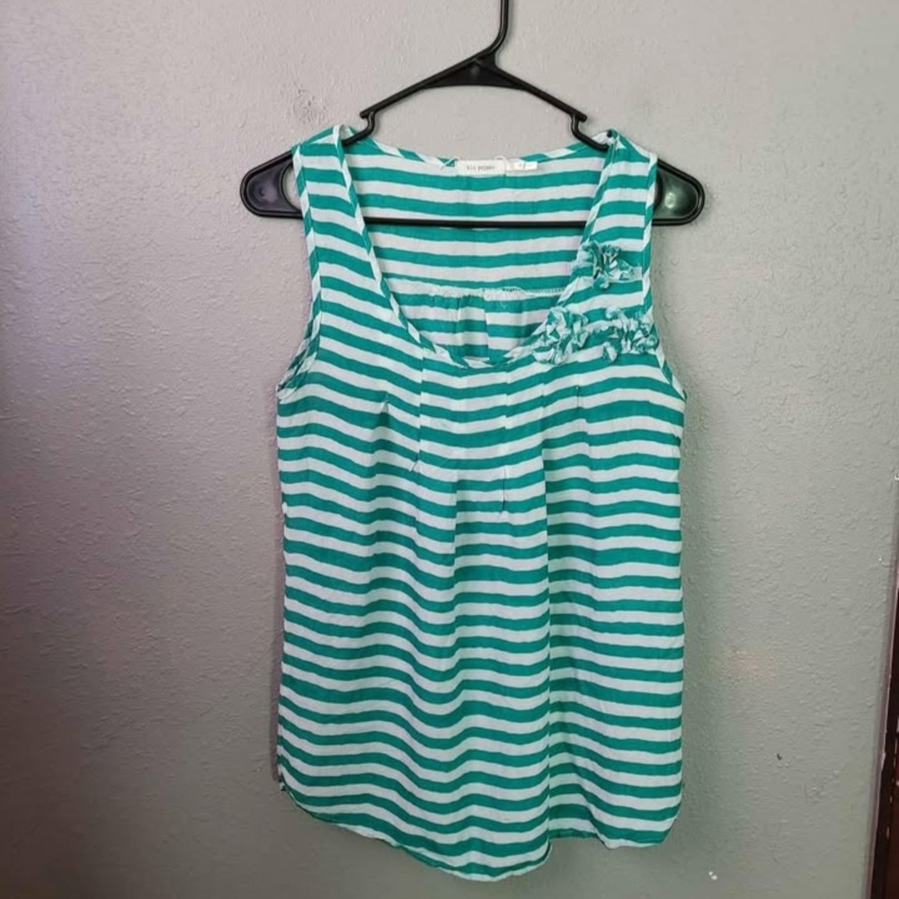 Blu Pepper Striped Sleeveless Blouse Tank Top Women's Size Medium